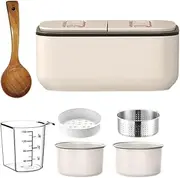 Low Sugar Rice Cooker, Double-Boiled Rice Cooker with Low Carb Rice Steamer Basket and Measuring Cups and Spoons, 24-HR Timer and Auto Keep Warm, Intelligent Rice Cooker for 4 to 5 Persons