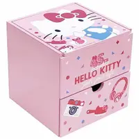 在飛比找樂天市場購物網優惠-小禮堂 Hello Kitty 桌上型木製單抽掀蓋收納盒《粉