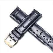 MVBVTKTAER Watch Men's Strap Watch Accessories Leather Strap Watch Belt Chain Watch Bracelet Watch Strap(Blue-Gold Clasp1,22mm)