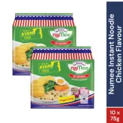 NUMEE Instant Noodles Chicken Flavor Cooked in Soup or Fried TWIN PACK (10x 75g)