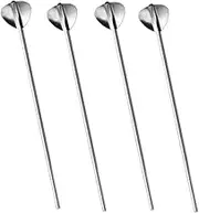 ZUNOXAZ 4Pcs Stainless Steel Straw Spoons Home Tableware for Desserts Surface Easy to Clean Safe for Daily Use