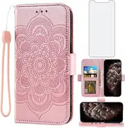 Asuwish Compatible with iPhone 11 Pro Max 6.5 Wallet Case and Tempered Glass Screen Protector Leather Flip Credit Card Holder Stand Cell Phone Cover for iPhone11 11pro Promax i XI Plus Women Rose Gold