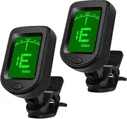 Clip On Guitar Tuner for All Instruments - 2Pcs Digital Electronic Tuner, Accurate Chromatic, Large Clear LCD Display for Quick & Accurate Tuning Acoustic/Electric Guitar, Ukulele, Bass, Violin, Banjo