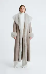 [Nour Hammour] Marlene Lambskin Shearling Trench