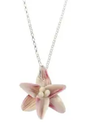 Belleek Porcelain Jewelry Freesia Necklace Pink