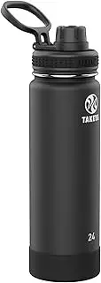 Takeya Australia Takeya Actives Vacuum-Insulated Stainless-Steel Water Bottle, 700ml, Onyx Vacuum Insulated Double Walled Water Bottle, Onyx, 24 oz
