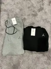 Nike Air Jordan Jumpman Fleece Jogger Pants Hoodie Suit Set Grey/Black Sz. Large
