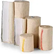 Hook and Loop Closure Elastic Bandage Wraps - Premium Variety Pack of 4, 2 3 4 6 inch x 5 Yards per Roll - Latex Free Reusable Compression Stretch Roll for First Aid, Medical, Sports Injury Recovery