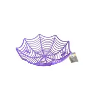 Purple Spider Web Bowl Basket Candy Serving Party Decor Halloween 11 Inch
