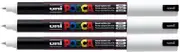 Uni Posca PC-1MR White Colour Paint Marker Pens Ultra Fine 0.7mm Calibre Tip Nib Writes On Any Surface Glass Metal Wood Plastic Fabric (Pack of 3)
