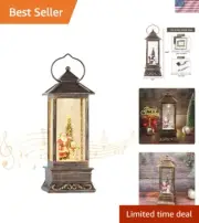 Festive Christmas Decorations - USB Snow Globe Lantern with 6 Hour Timer & Music
