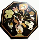 12" Black Marble side Center Table Top Unique Design Inlay Work Coffee Table