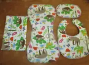 Baby Shower Gift Set -Bib, Contour Burp Cloth, Face Wipe and Wetbag - Aust. Made