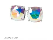 Origami Owl SILVER AURORA BOREALIS Swarvorski Crystal Clara Stud Earrings