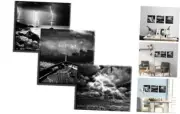 Black and White Sea Canvas Wall Art Ship in Stormy Picture Ocean Lightning