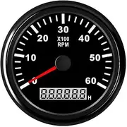ZFGVGNMTYA 85 Mm Waterproof Tachometer Gauge 9~32V 4000 RPM / 6000 RPM Tachometer Gauge with LCD Hour Meter Fit Boat Car Car Tachometer(Black 6000 RPM)