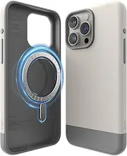 elago Magnetic Glide Case Compatible with iPhone 15 Pro Max Case, Compatible with MagSafe, Two-Tone Design, Full Body Protective Cover [PC + TPU], Enhanced Camera Guard (Stone/Medium Grey)
