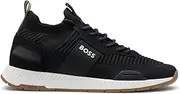 [BOSS] Men's Titanium Runn Knitted Trainers with Branding and Suede Detailing Size