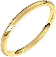 [JewelryWeb] 14k Yellow Gold Half Round 1.5mm Comfort-Fit Lightweight-Half-Round-Comfort-Fit Light Band8-Band Style Ring for Women and Men