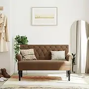 Home Decor | Upholstered Decorative Bench with Armrests and Backrests | Bench Chair Seat for Entryway and Living Room | 120 x 62 x 75.5 cm