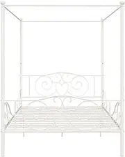 (Full, White) - DHP 4020129 Canopy Bed with Sturdy Frame, Metal, Full, White