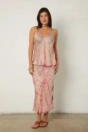 River + Sky Ariel Satin Bias Skirt in Domingo XL made in the USA