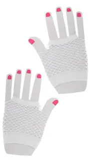 Eighties Party White Fishnet Gloves