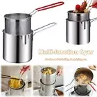 1x Deep Fryer Pot with Strainer Basket Stainless Steel Deep Frying Pot Oil Tools
