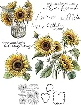 Spring Series Blooming Sunflowers Sunshine Clear Stamps and Dies Set for Card Making DIY Scrapbooking Clear Stamps Metal Cutting Dies for Paper Albums Crafts Decor