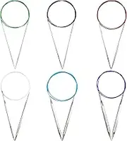 Modixun 6Pcs 100cm Circular Knitting Needles, 6 Sizes Stainless Steel Knitting Needles, Size 2.25mm 3.25mm 4mm 5mm 7mm 9mm