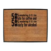 50 Percent Coffee Alcohol - Funny Novelty Doormat Man Cave Floor mat