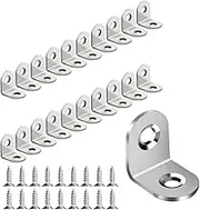 30PCS Angle Brackets, Stainless Steel Angle Brackets, L Take 60PCS Stainless Steel Screws, for Fixed Wooden Furniture, Chairs, Doors and Windows, Bookcase, Etc (20 X20x16mm / 0.78 X0.78 X0.62 in)