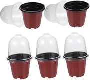 Abaodam 5pcs Bulk Nursery Pots Drainage Holes Planting Containers for Seedlings Plastic Dome Lids