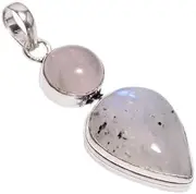 [HI International] Awesome A One Quality 100% Natural Rainbow Moonstone Chalcedony Gemstone Pear Ethnic Handmade Jewelry GS Pendant 2.3" Z-28, 2.3", Gemstone, rainbow moonstone