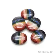 Seven Chakra Palm Stone Worry Stone Anti-Anxiety Crystals Healing Smooth Oval