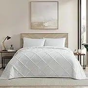ELLE Decor Diamond 100% Cotton Chenille Bedspread, Full, Ivory