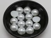 50 Pure White Half Pearl Bead 16mm Flat Back Semicircle Scrapbooking No Hole