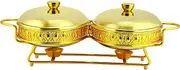 Food Heater - Buffet Server and Heater, Burner to Keep Food Warm, Hot Pot Buffet Set with Toughened Glass Lid, Clear Lid Server Hot Pot Buffet Set