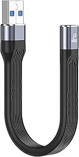 tunghey Short USB 3.0 Extension Cable, Flat FPC USB Extension Cable, USB A Male to USB A Female, 10Gbps USB 3.1 Extender Cable for Keyboard, Printer, USB Hub 13CM (USB Male to USB Female)
