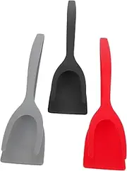 3Pcs Kitchen Spatula Tongs Heat Resistant BBQ Tongs for Cooking Grilling Serving Non Slip Grip Kitchen Utensils Grey for Steak Fish Pasta