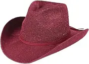 [C.C] Sparkly Sequin Cowboy Hat with Suede String Trim
