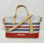 Brahmin Mini Asher Leather Satchel/Shoulder Bag in Bluestone Habanera TriTexture