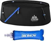 Running Pouch Belt Waist Pack Fanny Bag with 250ml Soft Water Bottle, Bounce Free Fashion Workout Jogging Travelling Money Pocket Belt for Women, Black, S/M, Running