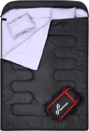 Double Sleeping Bag for Adults, Sportneer 2 Person 61"*90.6", Black