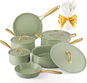 Ceramic Cookware Set - Pots and Pans Set Nonstick with Kitchen Utensils Set, No