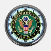 18" United States Army Metal Sign Designed White Neon Clock