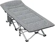 Folding Camping Cot for Adults with Mattress and Pillow Portable Lightweight Sleeping Bed Supports 260kg for Home Office Camping and Travelling