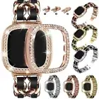 For Fitbit Versa 3 4 Sense 2 Metal Watch Wrist Band Strap+PC Diamond Case Cover