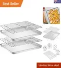 Baking Sheet & Cooling Rack Set - 2 Stainless Steel Pans, Easy Clean Design