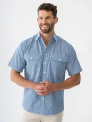 Bisley Short Sleeve Countryman Shirt Navy Aqua Check